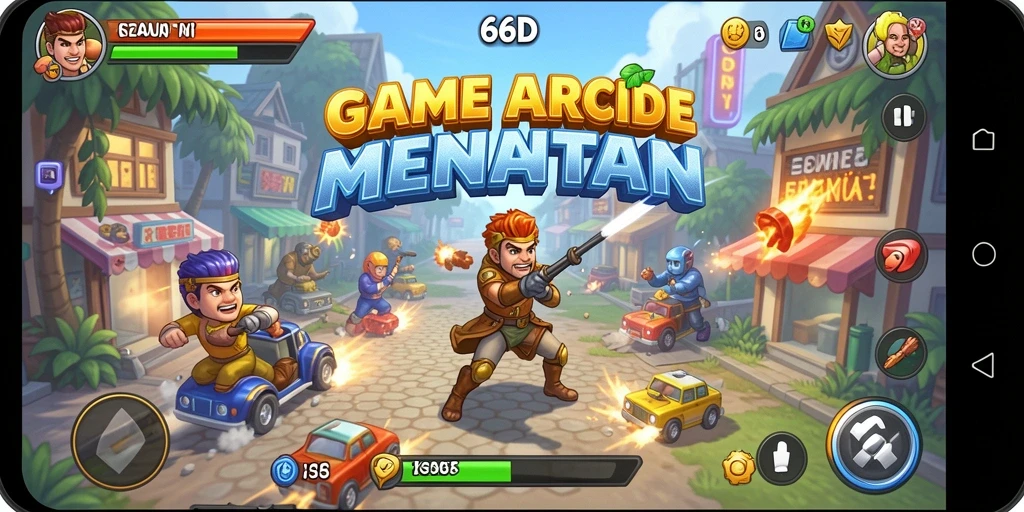 Tampilan gameplay 66D yang dinamis dan penuh warna.