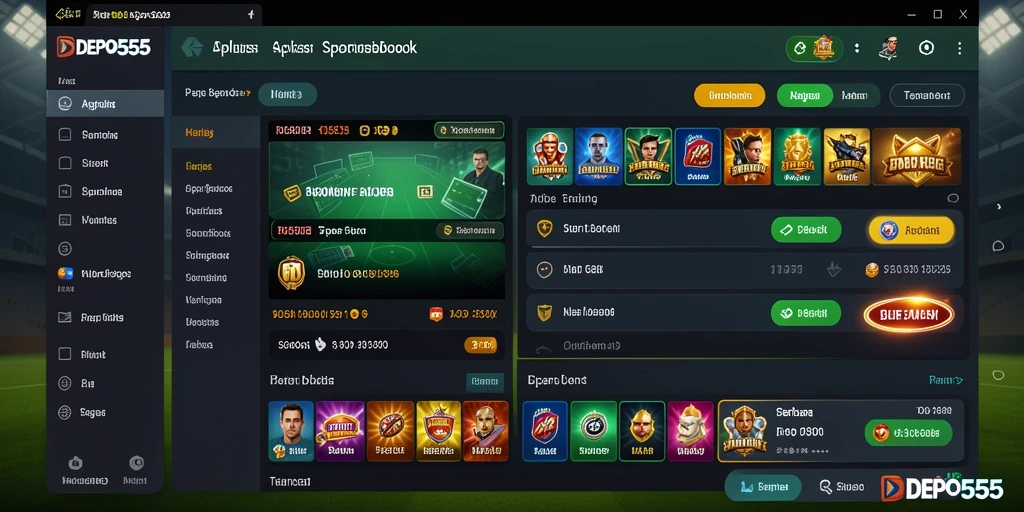 Tampilan gameplay taruhan olahraga di DEPO555 menunjukkan berbagai jenis taruhan.