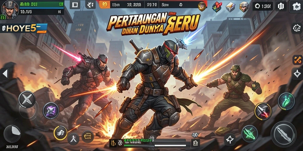 Screenshot gameplay HOYE55 yang menampilkan pertarungan penuh aksi.