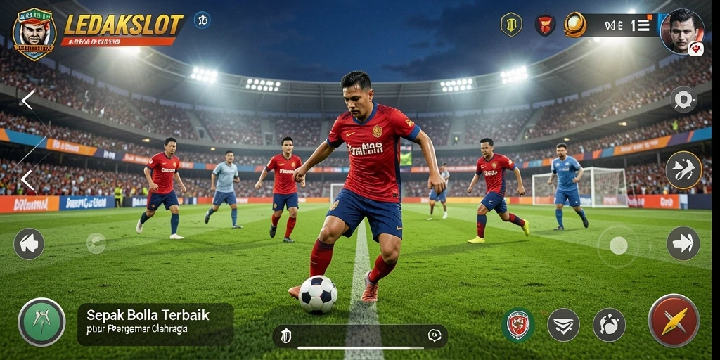 Gameplay LEDAKSLOT menampilkan serunya bertanding di lapangan sepak bola.