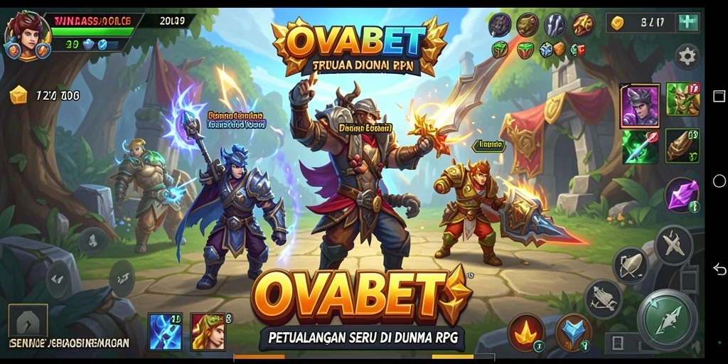 Screenshot gameplay OVABET yang menunjukkan pertarungan seru dan karakter yang unik.