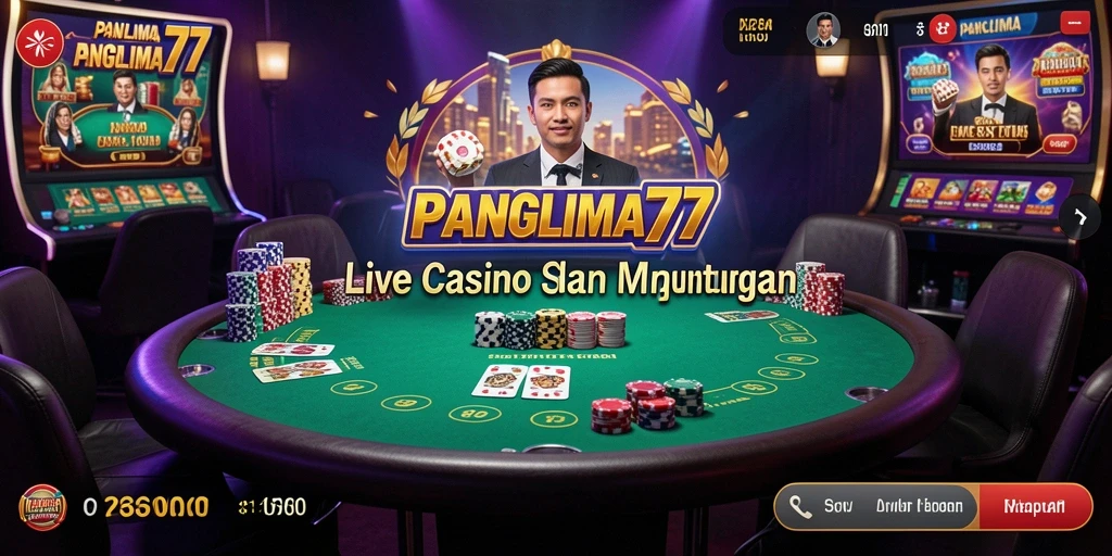 Tampilan gameplay seru di PANGLIMA77 dengan dealer langsung dan pemain interaktif.