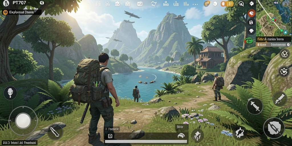 Tangkapan layar gameplay PT707 dengan dunia terbuka yang menawan.