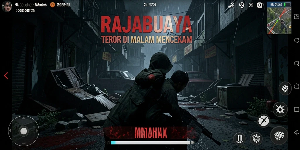 Tangkapan layar menampilkan suasana mencekam dan gameplay menegangkan di RAJABUAYA.