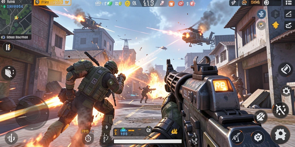 Screenshot RP8 menunjukkan aksi pertempuran mendebarkan dalam game TPS.
